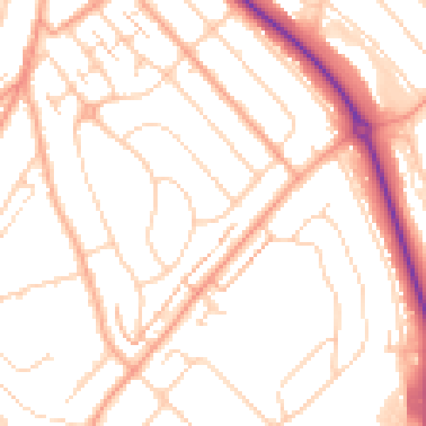 Daytime road noise heatmap for LU2 0LL