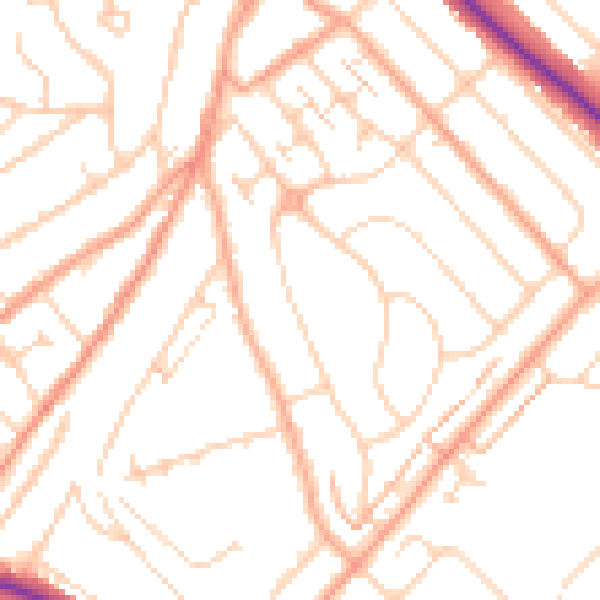 Daytime road noise heatmap for LU2 0LX