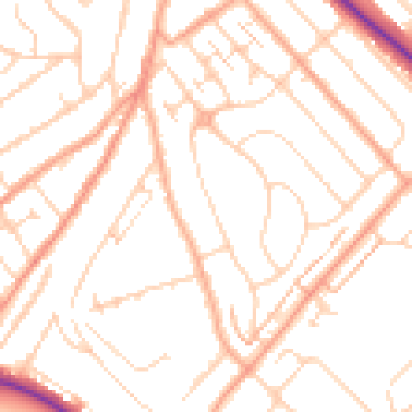 Daytime road noise heatmap for LU2 0LZ