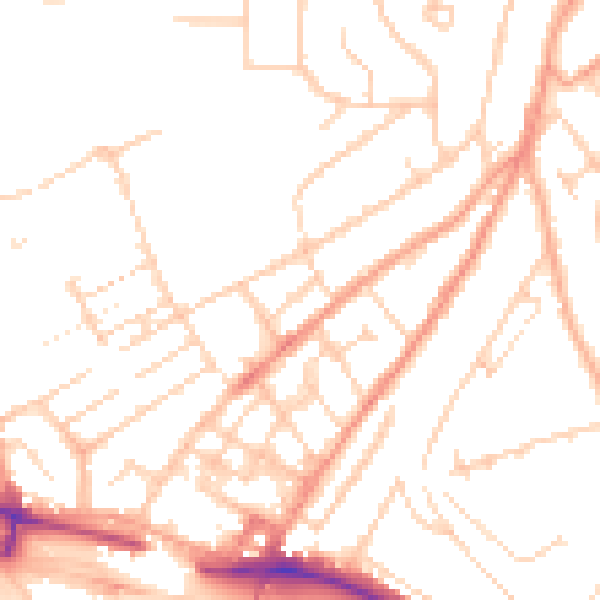 Daytime road noise heatmap for LU2 0NF