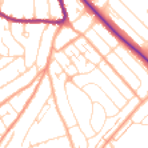 Daytime road noise heatmap for LU2 0PX
