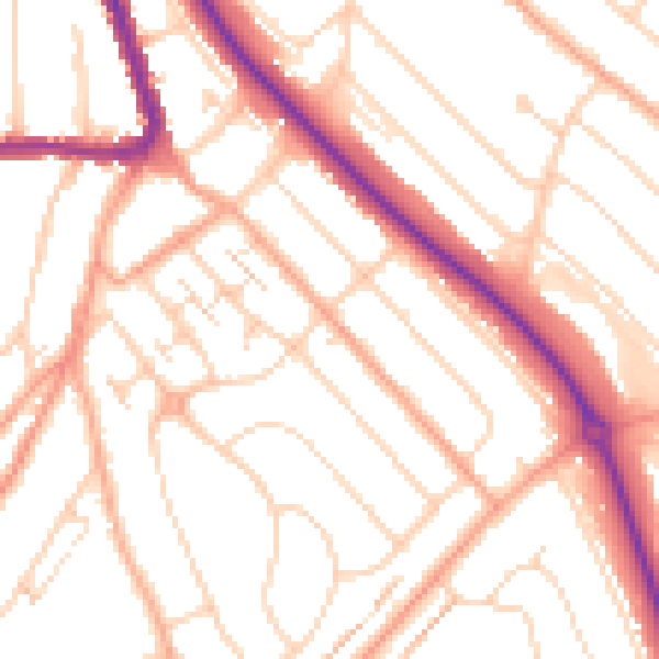 Daytime road noise heatmap for LU2 0QD