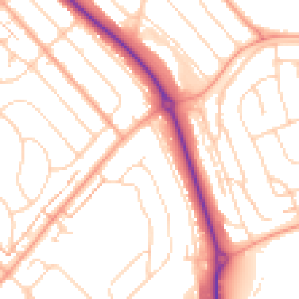 Daytime road noise heatmap for LU2 0RA