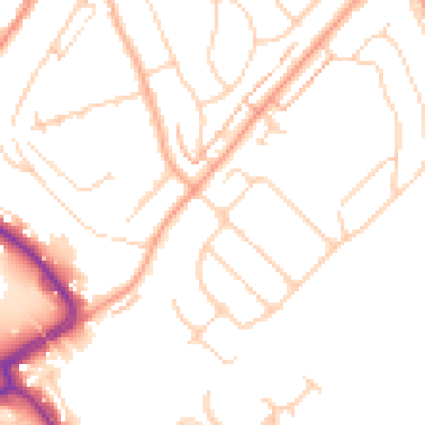 Daytime road noise heatmap for LU2 0RB
