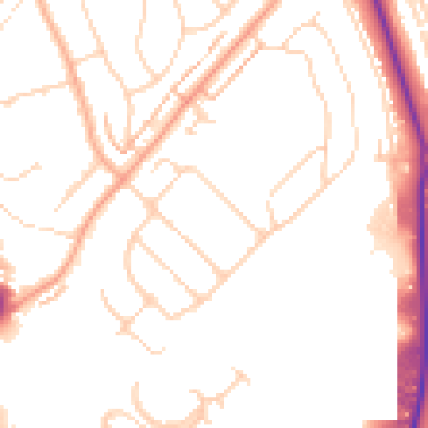 Daytime road noise heatmap for LU2 0RN