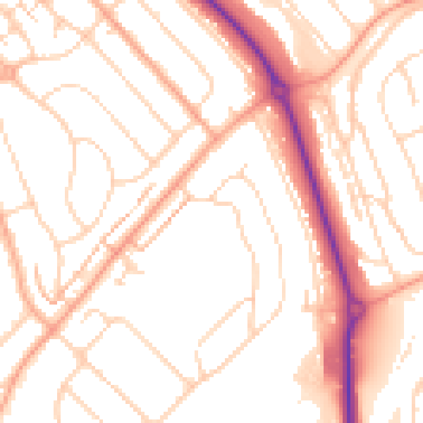 Daytime road noise heatmap for LU2 0SA
