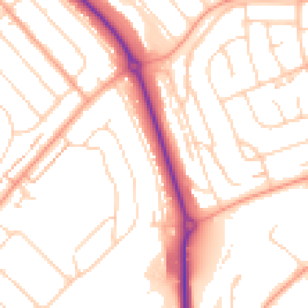Daytime road noise heatmap for LU2 0SN