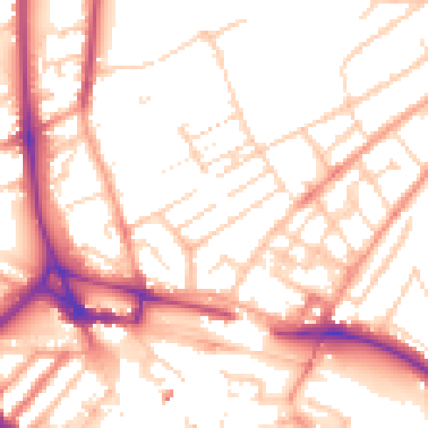 Daytime road noise heatmap for LU2 0TS