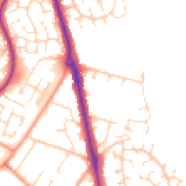 Daytime road noise heatmap for LU2 7AD