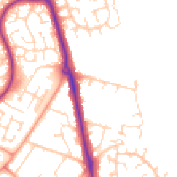 Daytime road noise heatmap for LU2 7AG