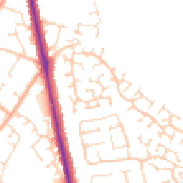 Daytime road noise heatmap for LU2 7AR