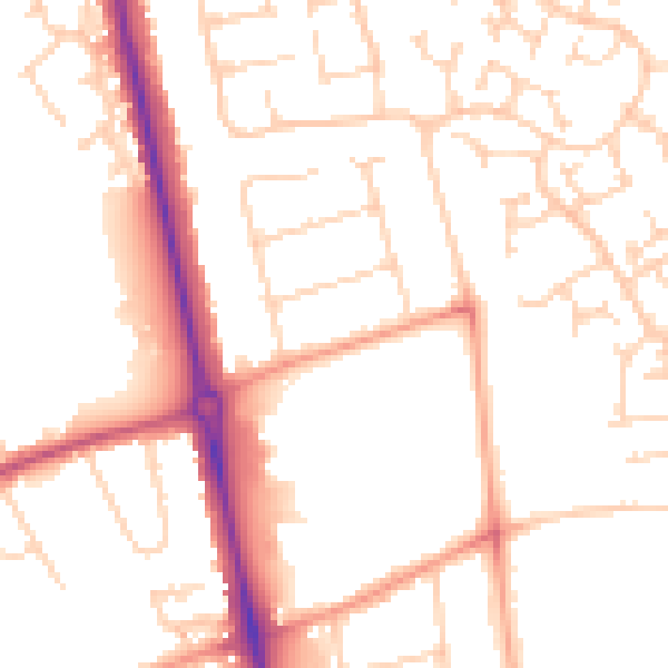 Daytime road noise heatmap for LU2 7AS
