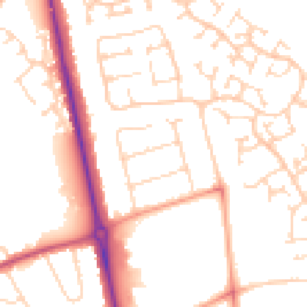 Daytime road noise heatmap for LU2 7AZ