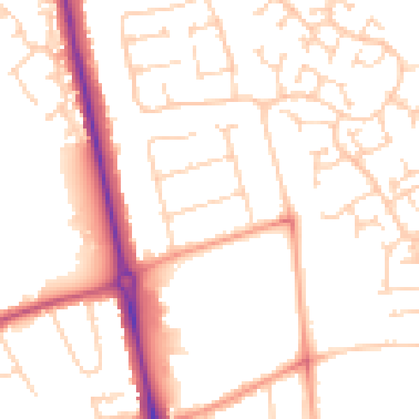 Daytime road noise heatmap for LU2 7BA
