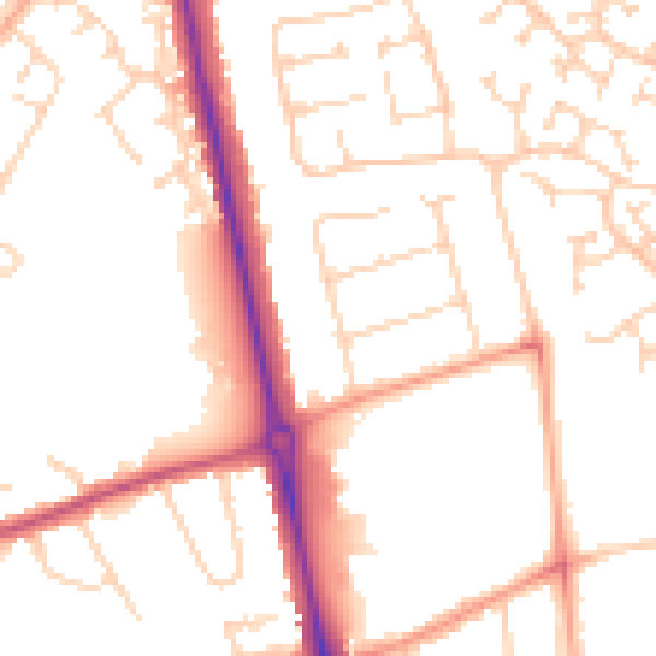 Daytime road noise heatmap for LU2 7BB