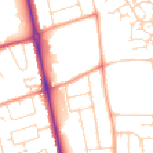 Daytime road noise heatmap for LU2 7BU