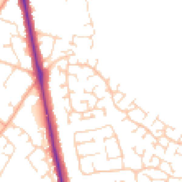 Daytime road noise heatmap for LU2 7BX