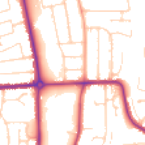Daytime road noise heatmap for LU2 7DN