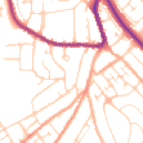 Daytime road noise heatmap for LU2 7EB