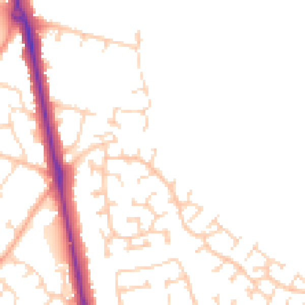 Daytime road noise heatmap for LU2 7ED