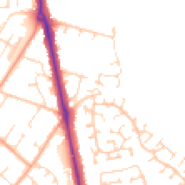 Daytime road noise heatmap for LU2 7ET