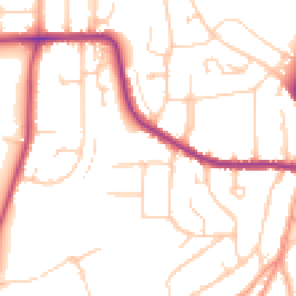 Daytime road noise heatmap for LU2 7FD
