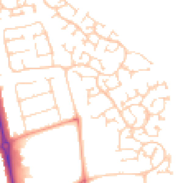 Daytime road noise heatmap for LU2 7FG