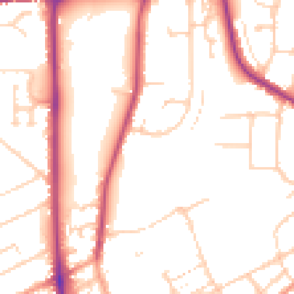 Daytime road noise heatmap for LU2 7GS