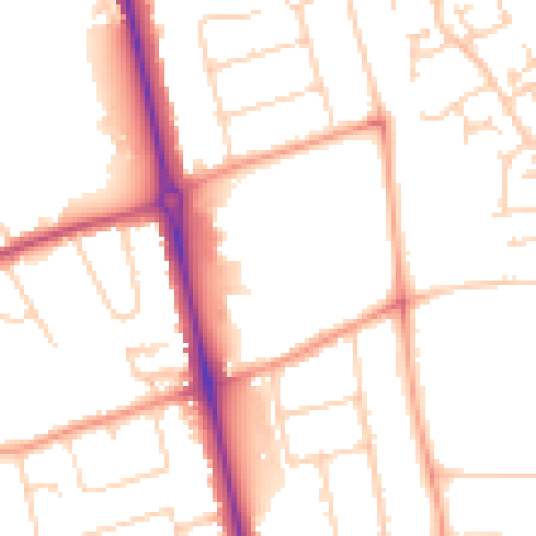 Daytime road noise heatmap for LU2 7GZ