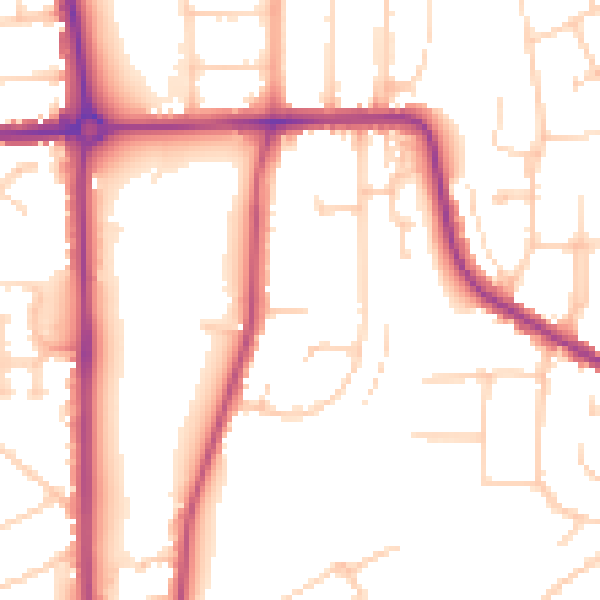 Daytime road noise heatmap for LU2 7HR