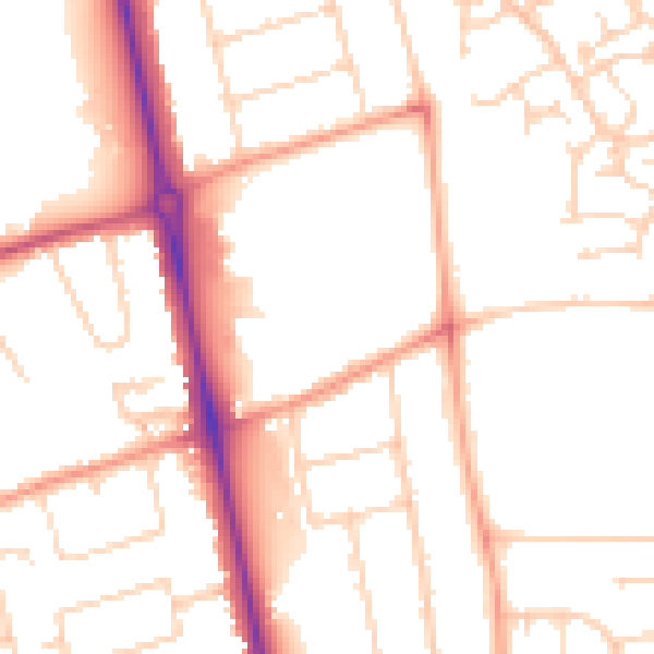 Daytime road noise heatmap for LU2 7HS