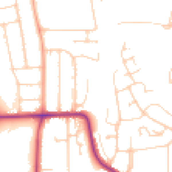 Daytime road noise heatmap for LU2 7JD