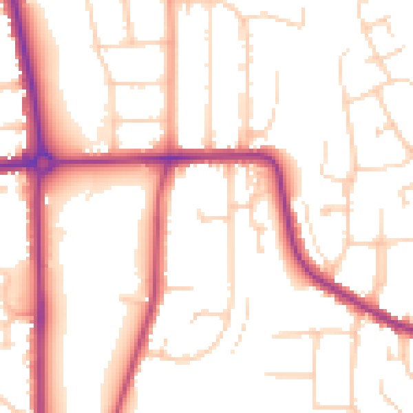 Daytime road noise heatmap for LU2 7JF