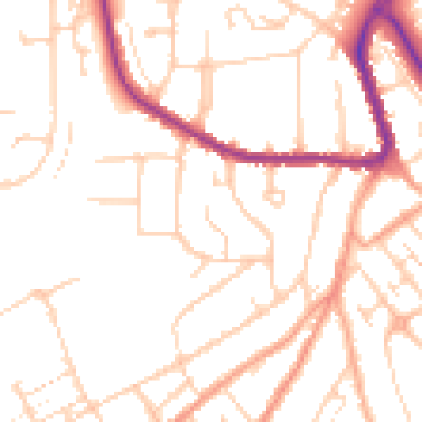 Daytime road noise heatmap for LU2 7JH