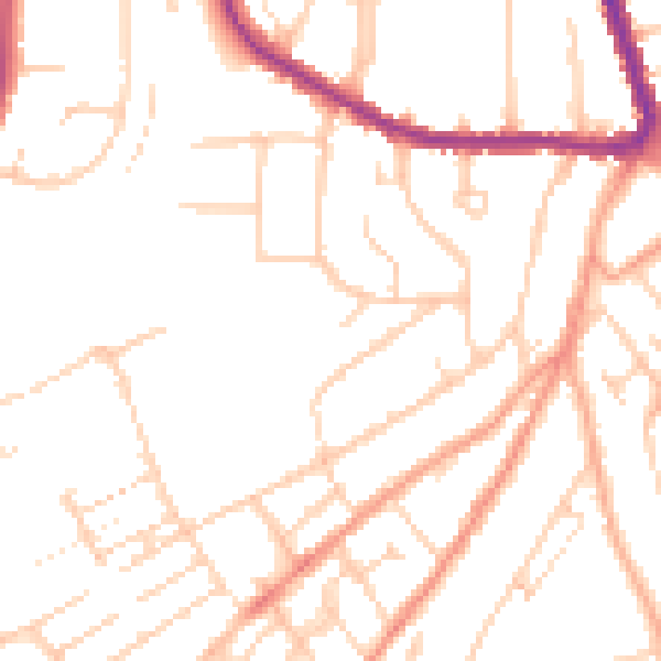 Daytime road noise heatmap for LU2 7JJ