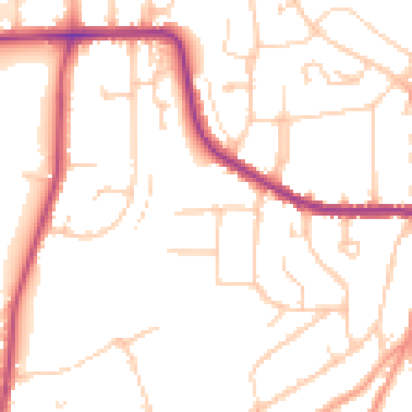 Daytime road noise heatmap for LU2 7JN