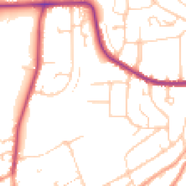 Daytime road noise heatmap for LU2 7JW