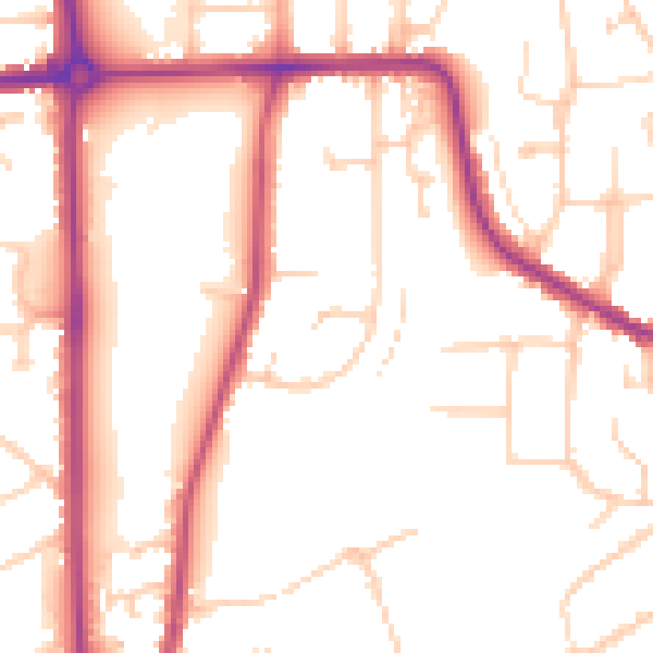 Daytime road noise heatmap for LU2 7JX