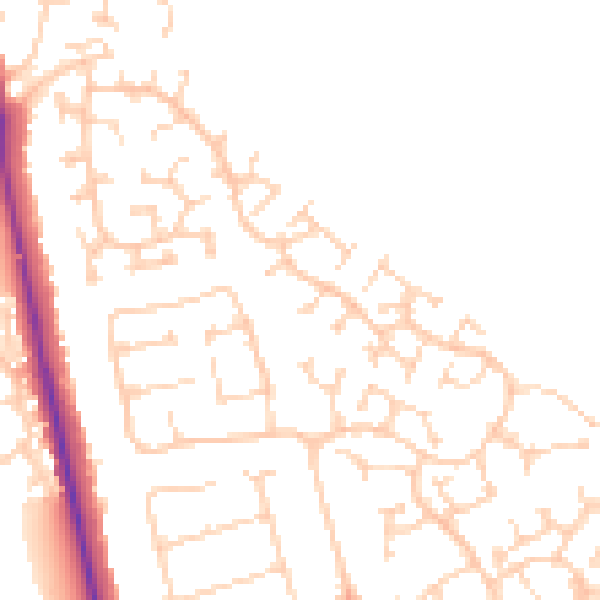 Daytime road noise heatmap for LU2 7JZ