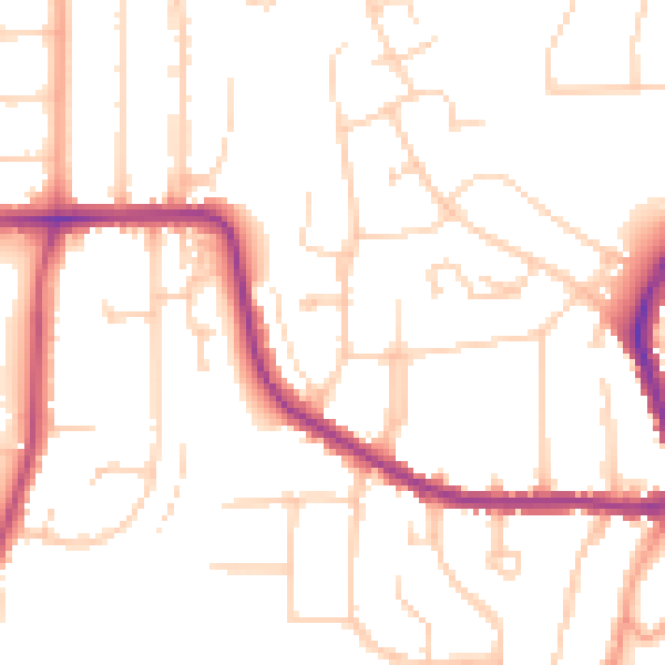 Daytime road noise heatmap for LU2 7LH