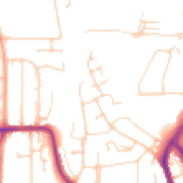 Daytime road noise heatmap for LU2 7LU