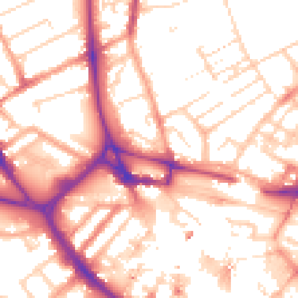 Daytime road noise heatmap for LU2 7NP