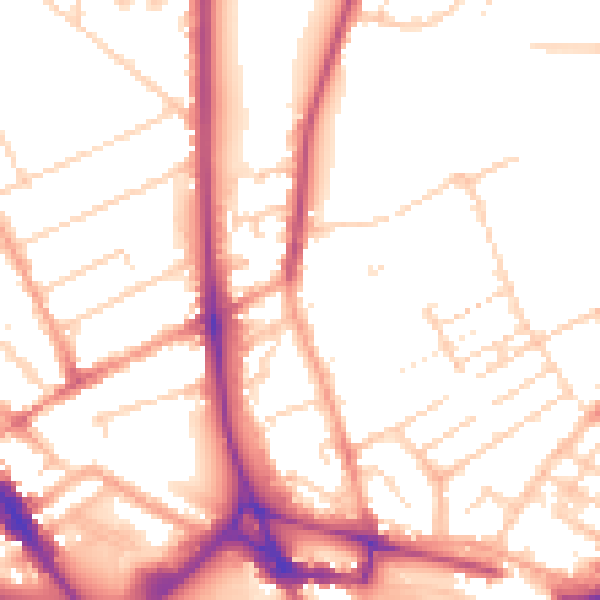 Daytime road noise heatmap for LU2 7PH
