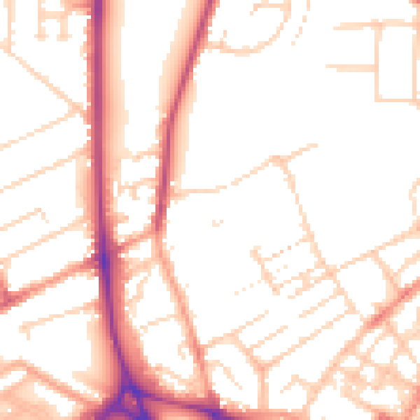 Daytime road noise heatmap for LU2 7PL