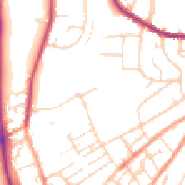 Daytime road noise heatmap for LU2 7PS