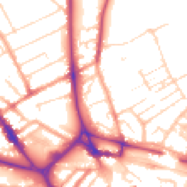 Daytime road noise heatmap for LU2 7QA