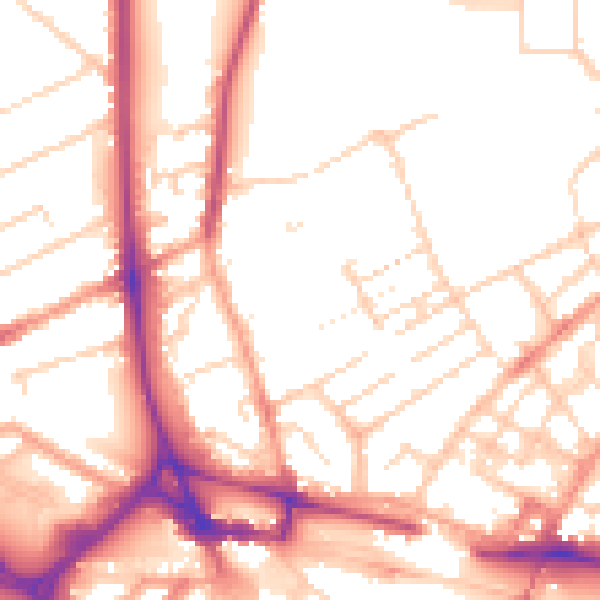 Daytime road noise heatmap for LU2 7QZ