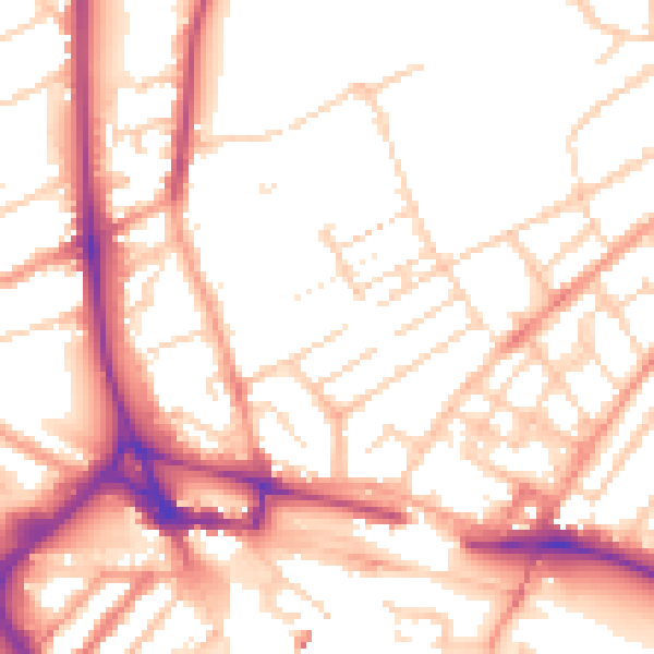 Daytime road noise heatmap for LU2 7RJ