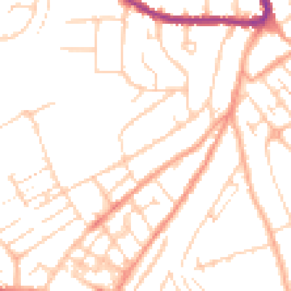 Daytime road noise heatmap for LU2 7RP
