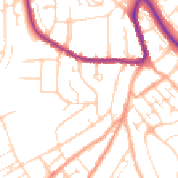 Daytime road noise heatmap for LU2 7RU